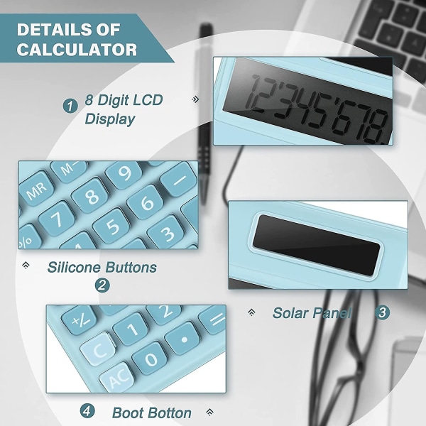 3 Stykker Mini Lommeregner Lommeformat Lommeregner Elektrisk Digital Bordregner Med 8-cifret LCD-display