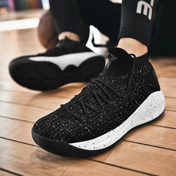 Herre Basketballsko Åndbare Skridsikre Sports Løbesko 6907 Black EU 41