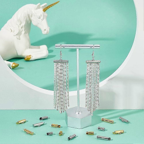 100 st 5 Storlekar 2 Färger Rostfritt Stål Glidande Ändklämmor Rör Slider Ändlock Crimp Änd Rör Slider Klämma för Frö Pärlor Halsband Armband Smycken