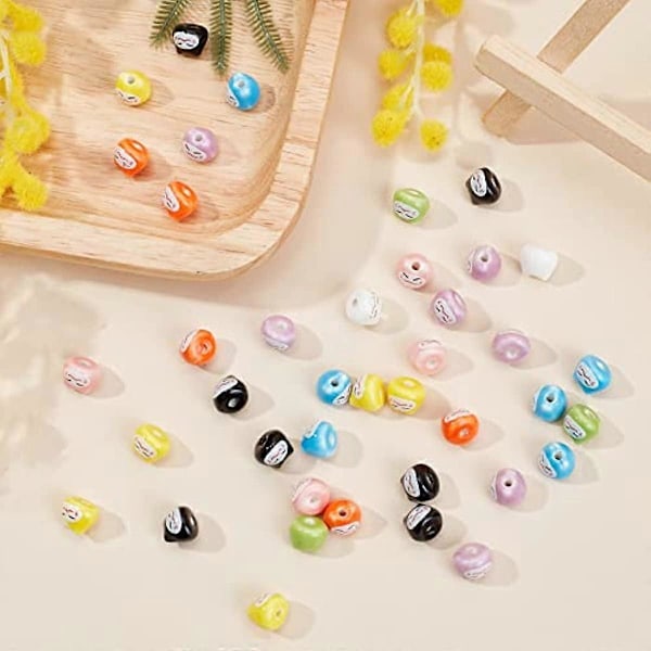 1 streng Håndlavede Trykte Porcelænsperler Katteformet Charm Blandet Farve Spacer Perler Løse Perler Små Hul Perler til DIY Smykkefremstilling Omkring 40 stk./Streng