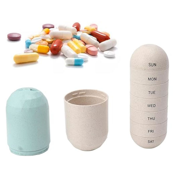 Weekly Medicine Organizer Kompakt Reselåda 4,9X2 med Fack Perfekt Förvaringsställlösning