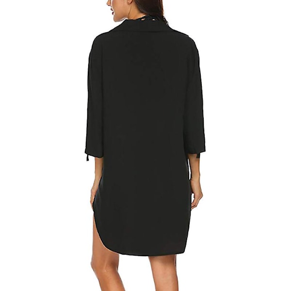 Dame Badedragt Strand Cover Up Skjorte Bikini Strandtøj Black M