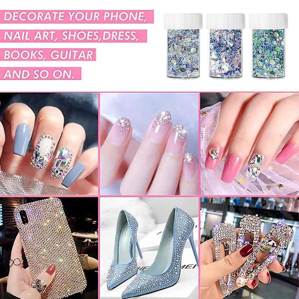 Laser Flash Powder Patch Nail Flash Powder Block Holografisk Flash Med Olika Storlekar Och Former style4