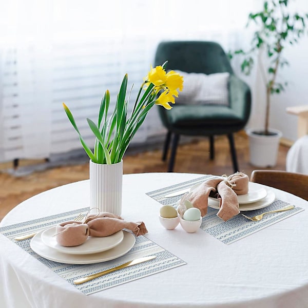 Sininen tabletti, 4 kpl, vinyyliset pöytätabletit, lämmönkestävät, tahroja hylkivät, taitettavat tabletit, pestävät, pyyhittävät tabletit keittiöön