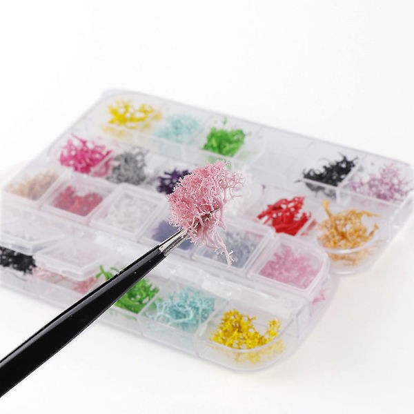 36 stk. kombinasjons neglepynt tørkede blomster håndlagde DIY negleklistremerker, tørkede blomster hortensia snøperler blomsterpynt C