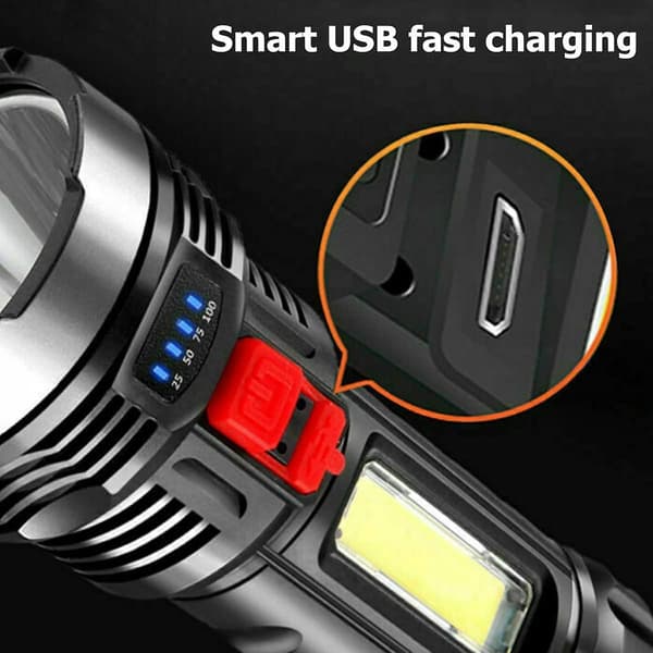 LED-taskulamppu, erittäin kirkas, USB-ladattava, 4 valaistustilaa, vedenpitävä