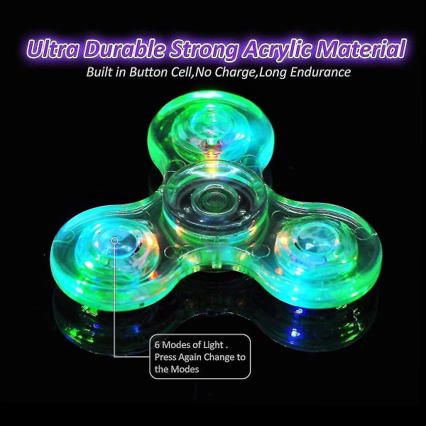 Crystal Luminous Led Light Fidget Spinner Hand Top Spinners Glow In Dark Edc Stress Relief Leksaker Gyroskop