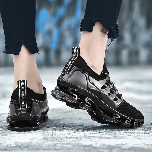 Sport Løpesko For Menn Mesh Pustende Terrengløpesko Mote Sneakers K06 Black EU 37