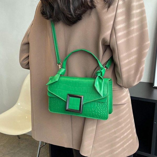 Dames Messenger Bag Klassisk Skulderveske Håndveske Sling Simple Kunstig Lær Liten Veske green