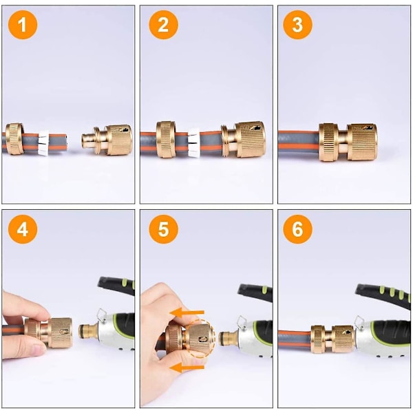 4 stk. messing haveslange lynkoblinger, lynkoblinger til haveslange 1/2\"