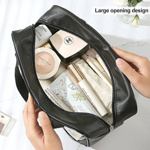 Sy transparent kosmetisk väska Pvc bad kosmetisk väska Pu vattentät stor kapacitet set black