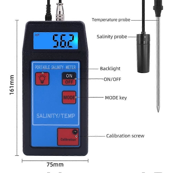 Bärbar 8425 Vattenkvalitetstestpenna Saltdetektor Termometer Analysator