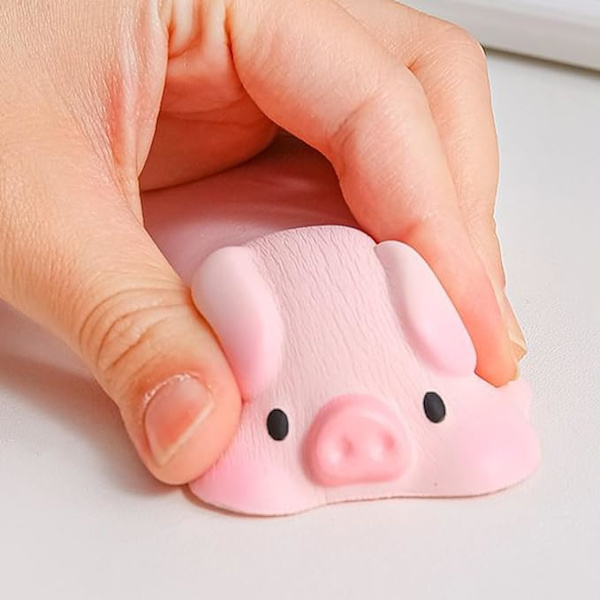 Handledsstöd för mus 4,9 x 2,5" liten PU tecknad djur trötthetslindring mus ergonomisk handledsstöd matta för laptop tangentbord (rosa pink)