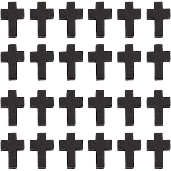 100 st Korsberlocker Bulk Träkors Pärlor Svarta Träkors Berlock Pärla Mini Små 15x22mm Rosenkrans Fickkors Påskhelg Krucifix Berlocker för Je