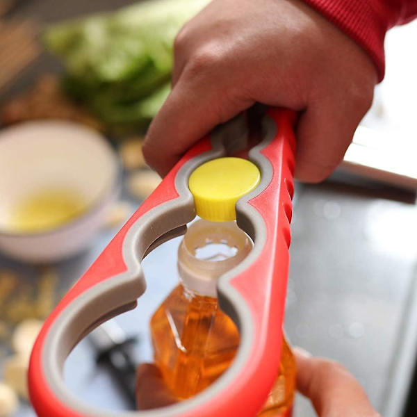 Burköppnare för svaga händer eller seniorer med artrit, 4-i-1 multifunktionell burköppnare och flasköppnare Orange