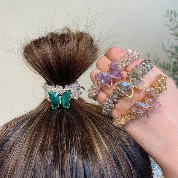 Kristall Elastiska Hår Scrunchies Stretchy Elastiska Hår Scrunchies Hårband För Flickor Fest Tillbehör Green
