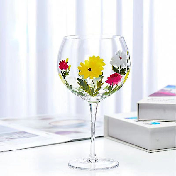 1 st handmålat vinglas i högkvalitativt glas Kristallhögt glas Hushåll Ins Nischglas Vinglas A004