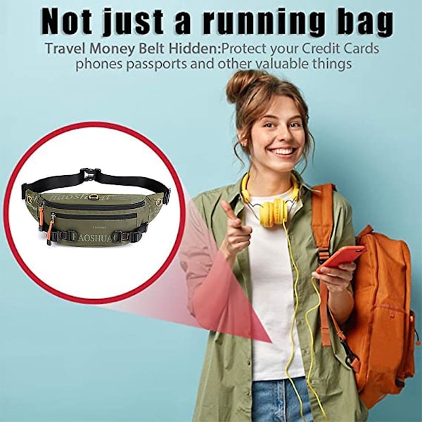Fanny Pack för män och kvinnor, stor crossbody midjeväska med fickor, justerbar ArmyGreen