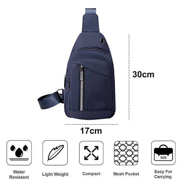 Ny Brysttaske Herre Vandtæt Nylon Skuldertaske Brysttaske blue
