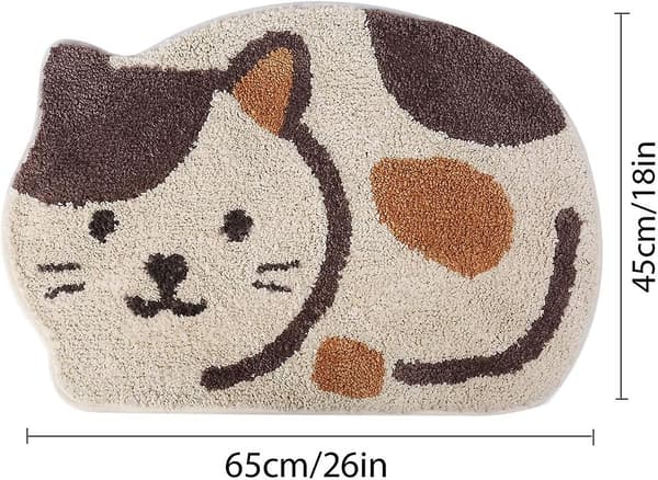 Bade Måtte Dørmåtte med Kattebillede Tørretæppe |18\" X 26\"| Beige