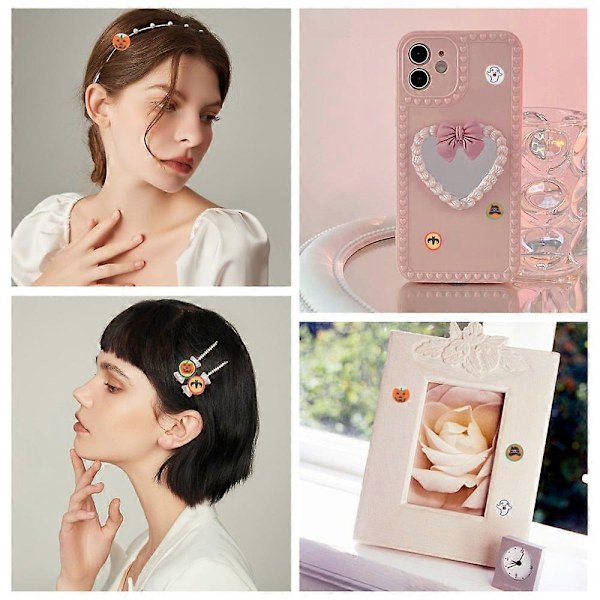 1 Æske 1 Æske 200 stk. 5 Stilarter Halloween Cabochons Resin Ornamenter Spøgelse Græskar Flagermus Hætte Flad Bagside Scrapbog Udsmykning Charms til DIY Broche Ørering D