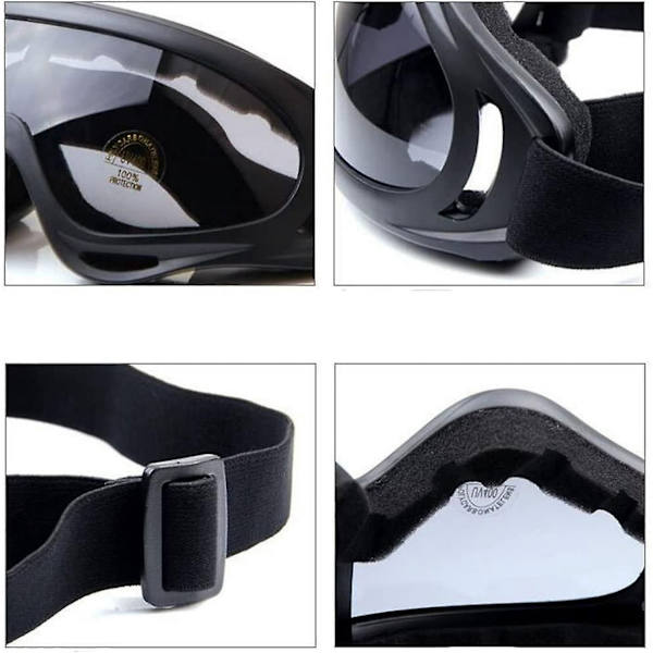 2 stk. Skibriller, snescooter Motorcykelbriller Glas Linse Anti-støv, UV-beskyttelse