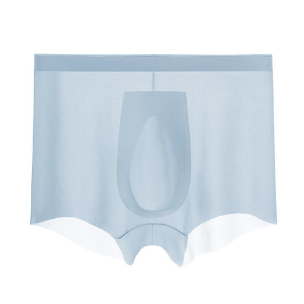 Miesten alushousut 3D-stereo leimaus yksiosainen miesten jääsilkki bokserit hengittävät saumattomat seksikkäät läpinäkyvät alushousut light blue 4XL