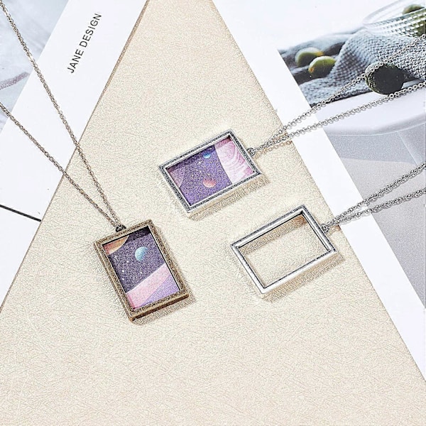 1 Æske Olycraft Rack Plating Legering Foto Medaljon Vedhæng Rektangel Blandet Farve 37x24x4mm Hul: 29x19mm 2 farver 10 stk./farve 20 stk./æske