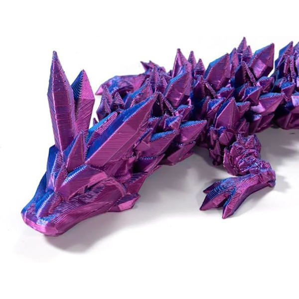 1 st 3D-tryckt drake med 1 drakägg, drakäggsset, fullt rörlig kristalldrakleksak, drakskrivbordsleksak med flexibel fog, kock-skrivbordsleksak (lila)