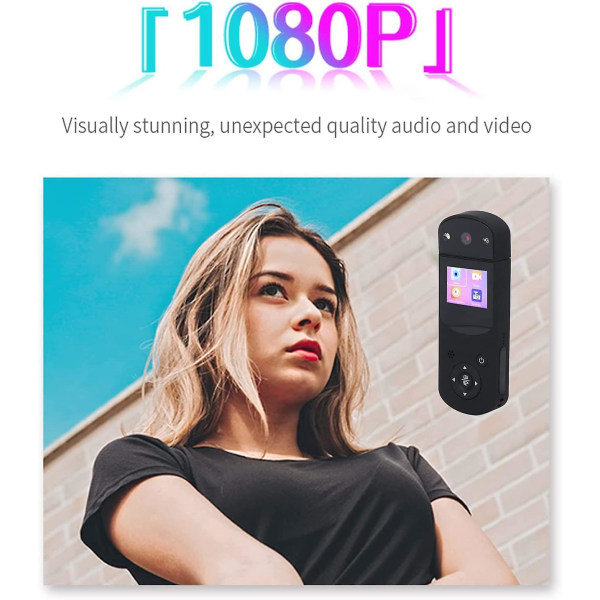 Mini Kamera, 1080p HD Bærbart DV Kamera med Fyllelys Infrarød Nattopptak Funksjon, HD, Lang Standbytid (svart)