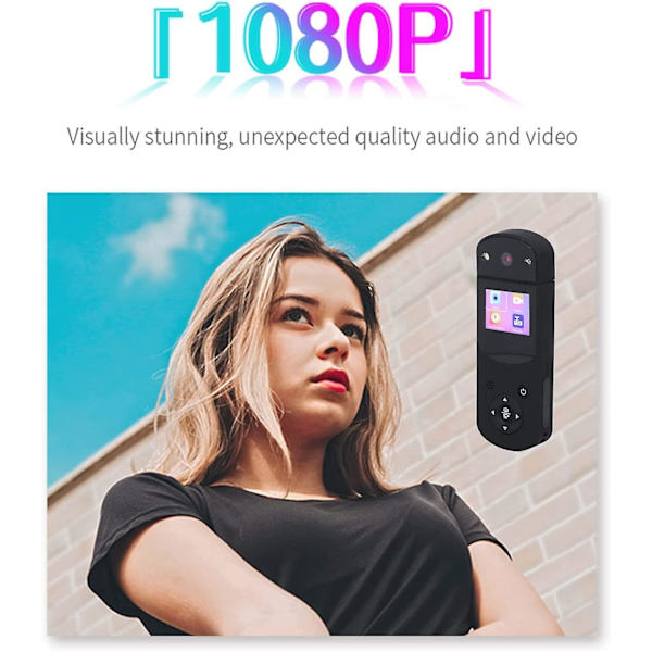 Minikamera, 1080p HD bärbar DV-kamera med fyllningsljus infraröd nattbildsfunktion, hd, lång standbytid (svart)