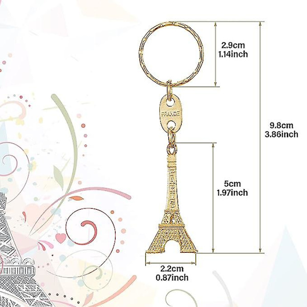 30 st Eiffel-tornet nyckelring Retro nyckelring Dekorationer Handväska Charms Staty Modell Bal Nyckelring Franska Souvenirer gold