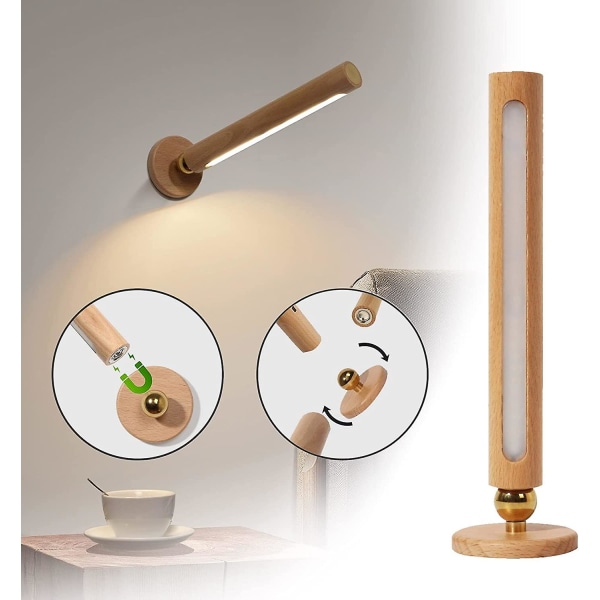 LED Tre Magnetisk Lys Oppladbar USB LED Garderobelys Bærbar Nattlys 360 Svingbar Vegglampe Skap, Soverom, Stue Dimbar Lys