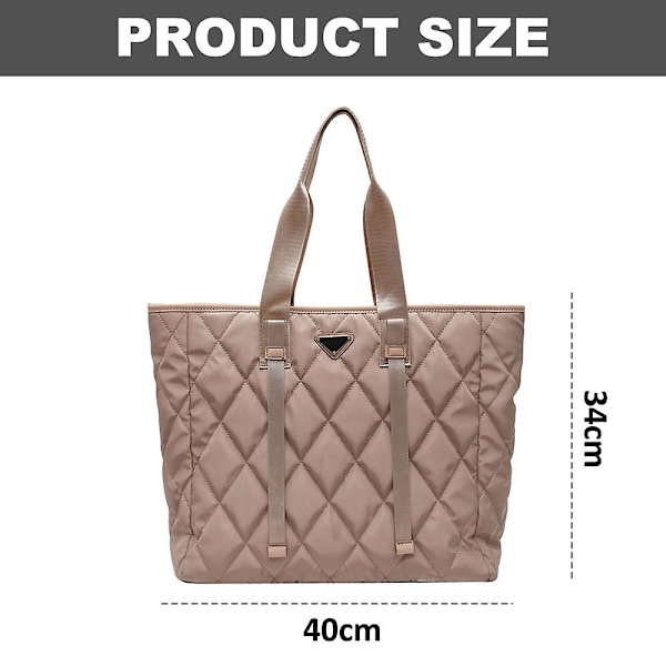 Stor kapacitet pendlar nylon tote väska enfärgad casual axelväska khaki