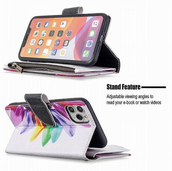 Kompatibel med iPhone 13 Wallet Case, Multifunktionel Læder Lynlås Pung Wallet Case style 7 iPhone13pro