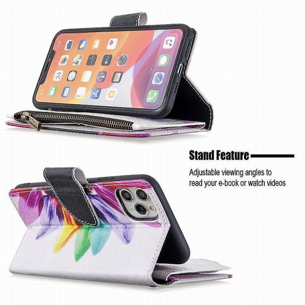 Yhteensopiva iPhone 13 lompakkokotelo, monitoiminen nahkainen vetoketjullinen lompakkokotelo style 5 iPhone13mini