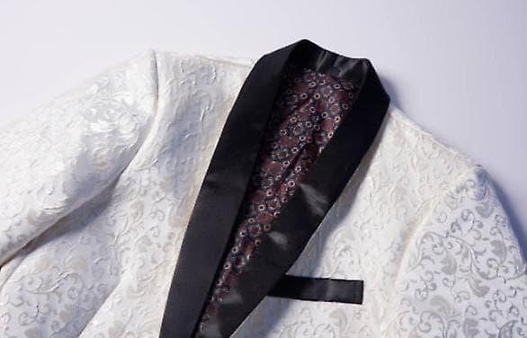 Herr Floral Lapel Blazer Kostym Tryck Middag Smoking Kavaj white s