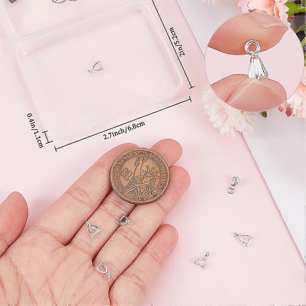 1 Förpackning 8st Ispick Pinch Bails Sterling Silver Berlocker Lås Hänge Kontakt