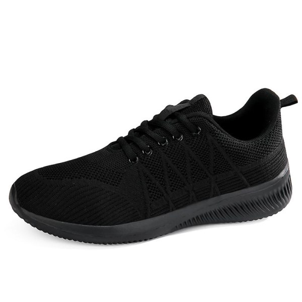 Mäns löparskor lätta andningsbara promenadskor atletiska mode sneakers 3Dsf022 Black EU 34