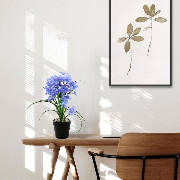 Kevätkukka Bonsai Lehdillä, Luovat Koristeet, Tekokukka Koristeet, Teko-Viherkasvit, Ruukutetut Kasvit blue