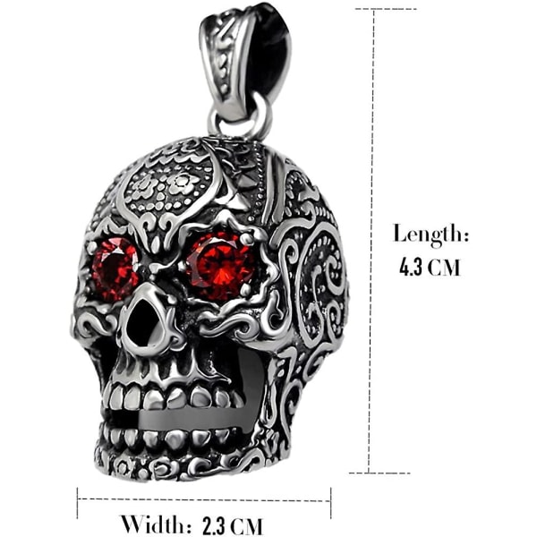 Hollow skeleton gotisk skalle hänge halsband för män W. Red