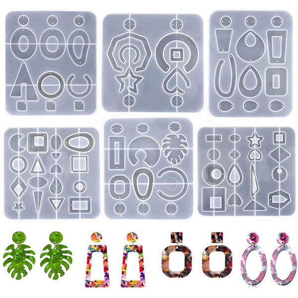 6 st örhängen hartsformar, hartsformar för smycken, tårformade silikonformar, epoxihartsgjutformar för hängen, halsband, hantverk, gör-det-själv-örhängen
