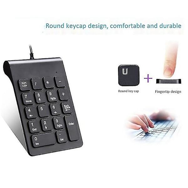 Mini USB Kablet Numerisk Tastatur Numpad 18 Taster Digitalt Tastatur (svart)