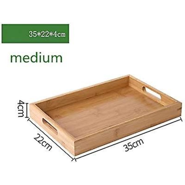 Serveringsbricka i trä med handtag Dekorativ serveringsbricka för kök & matbord soffbord Medium trä Ekologisk bambu bricka för mat frukost fest
