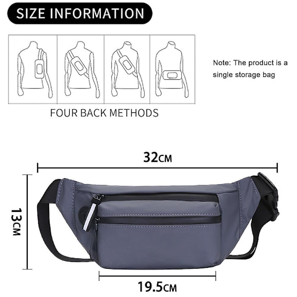Pu Pocket Herr En-axlad Crossbody Väska-fritids Ryggsäck Sport Diagonal Bakficka grey