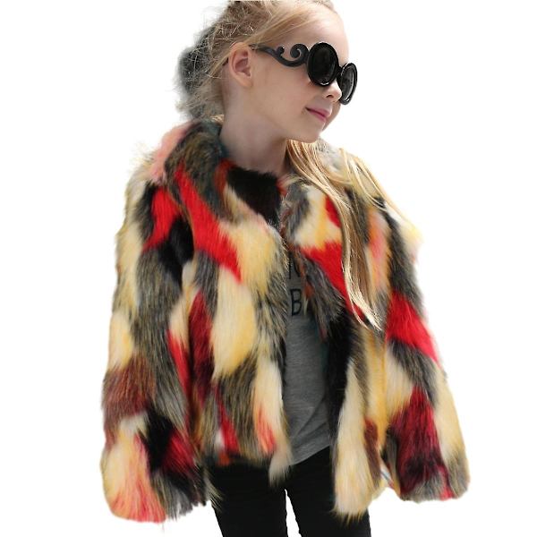 Piger Vinter Faux Pels Jakke Tyk Varmt Overtøj Red 2XL