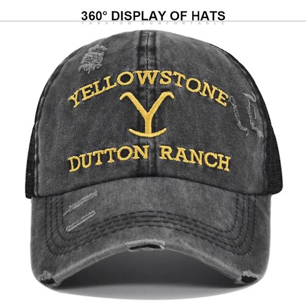 Sztxj Yellowstone Dutton Ranch Baseball Cap Justerbar Broderet Kasket (a)