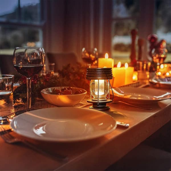Hengende solcellelamper utendørs - 1 pakke retrodesign (varmt lys)