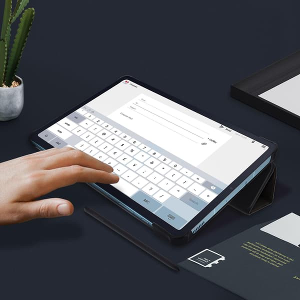 Tredelat flipfodral med stativ för Galaxy Tab S6 Lite, slimmat skydd - Svart