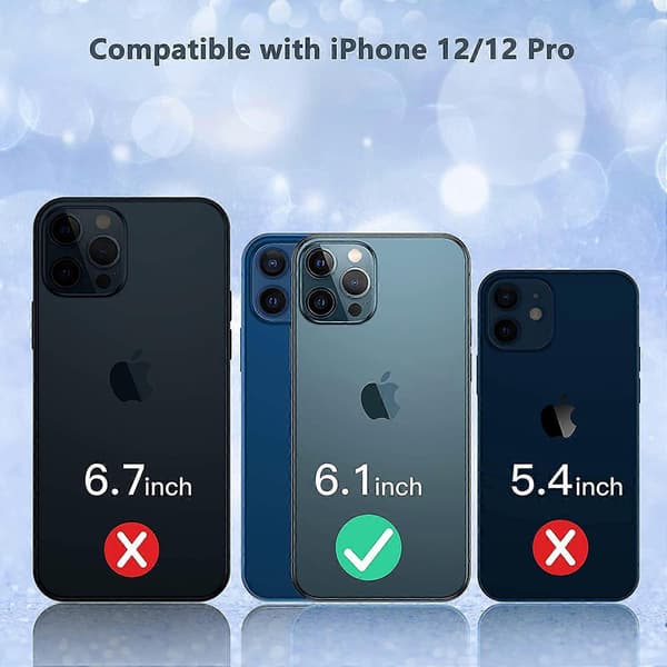 Klart glitterdesignat iPhone 12-skal, designat för iPhone 12 Pro-skal [Gulnar aldrig] Klart & Stötsäkert skydd